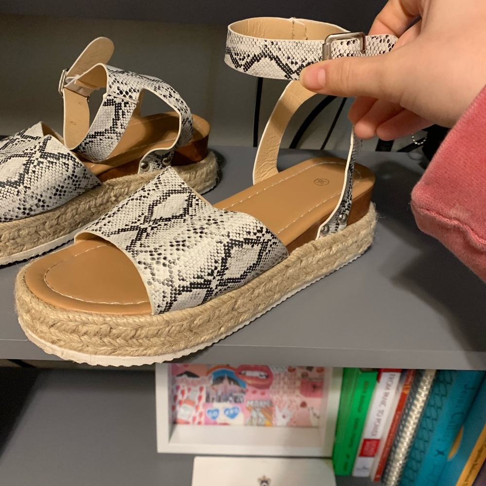 SNAKESKIN PLATFORM SANDALS